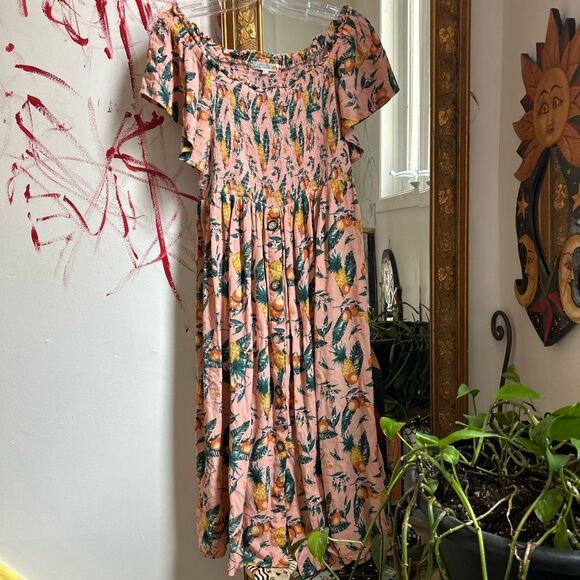 C&C California Pink Pineapple Print Midi Dress - Picture 3 of 16